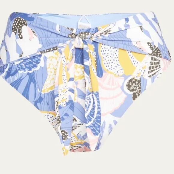 Milly Women's Blue Under The Sea Front Tie Bikini Bottom Swimwear S NWT $150 - Picture 4 of 8